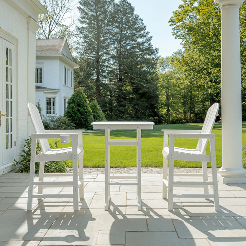 All-Weather HDPE Bar Height Adirondack Chair with Cup Holder
