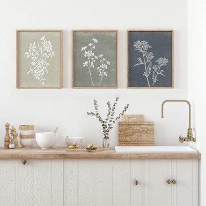 Framed Boho Wall Art Set of 4 for Wooded Minimalist Botanical Print
