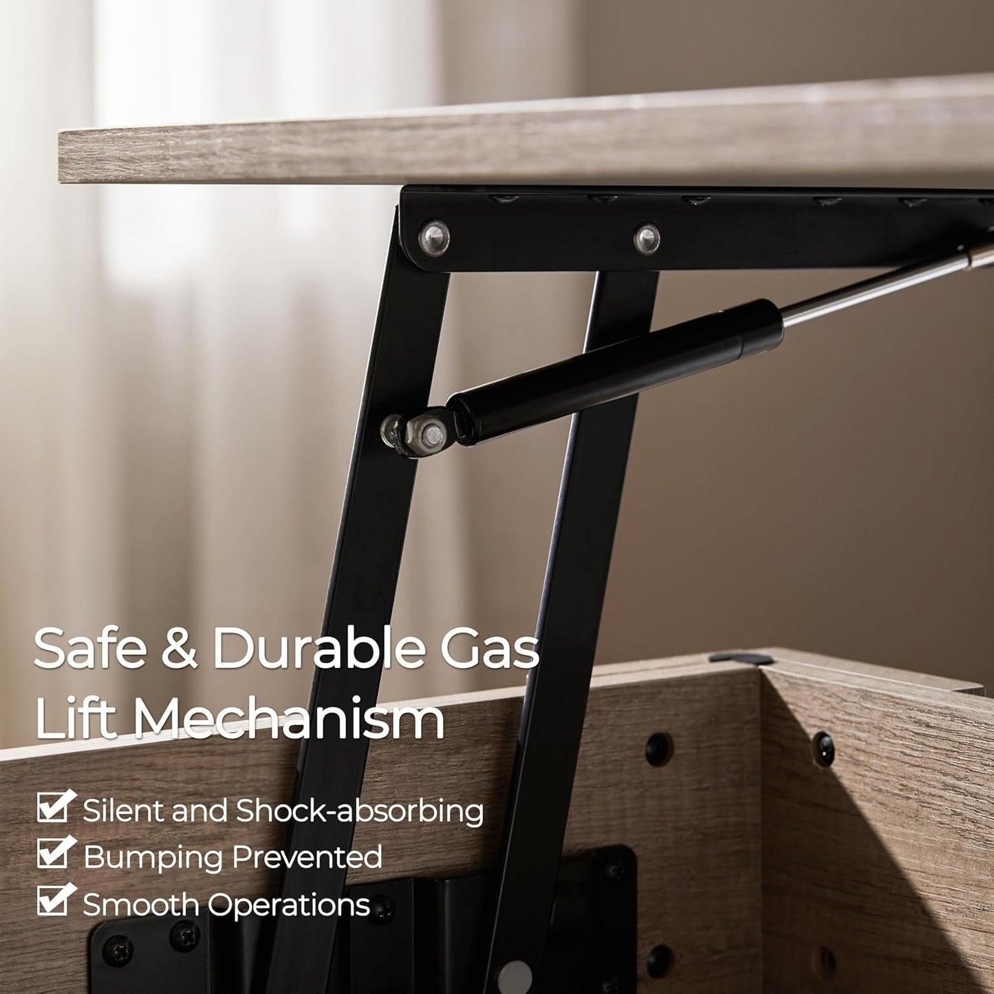 Lift-Top Coffee Table with Hidden Storage & Adjustable Shelf