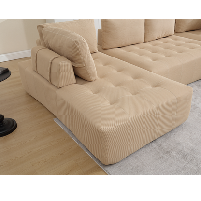 The Khaki Upholstered Cloud U-Shaped Deep-Seat Sectional