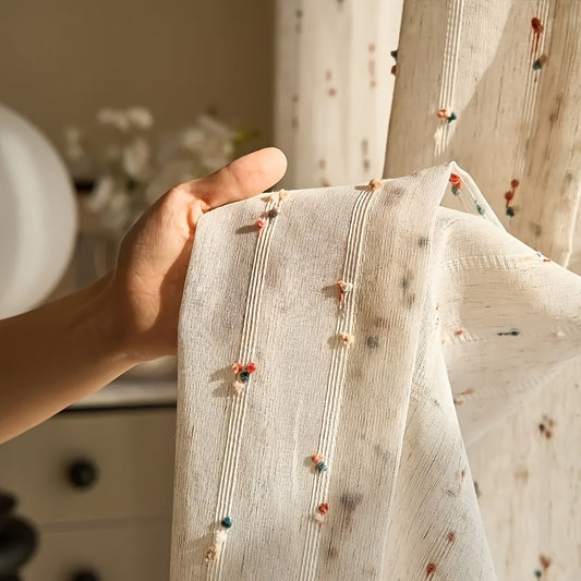 Vintage Linen Sugar Bean Sheer Curtain