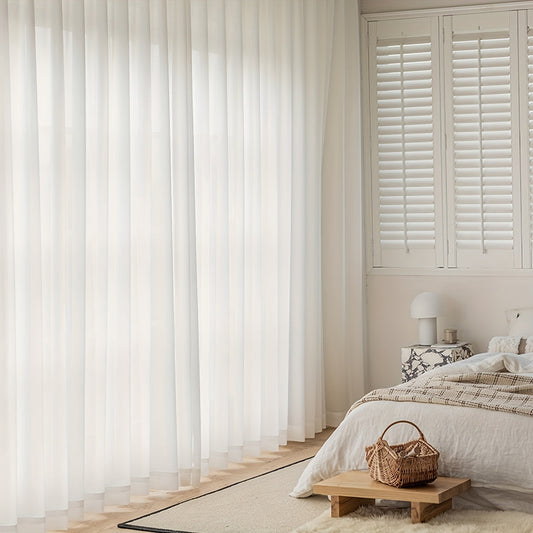 Country Rustic White Yarn Semi-Sheer Curtains