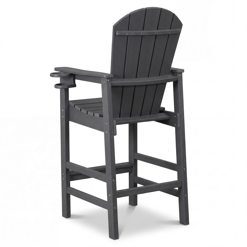 All-Weather HDPE Bar Height Adirondack Chair with Cup Holder