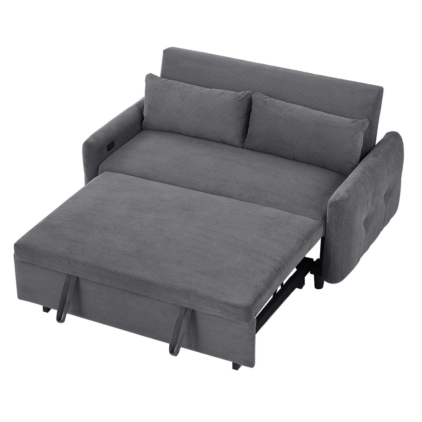 Hudson Modern Dark Grey Loveseat Sleeper in Textured Corduroy