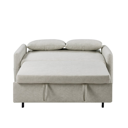2-Seat Microfiber Sofa Bed with Pillows and Side Storage