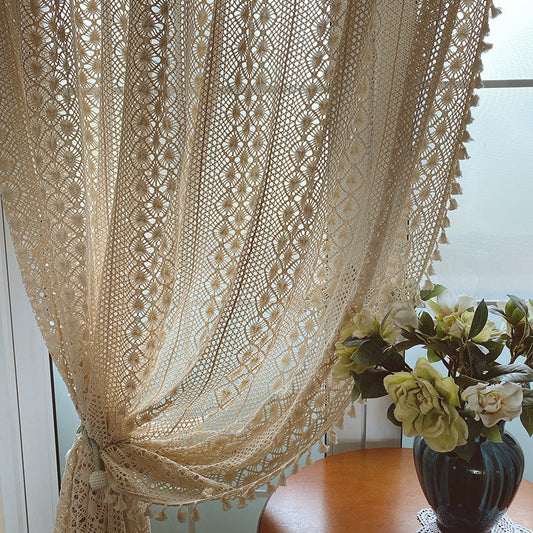 LaceHarvest™ Crochet Curtain | Semi-Sheer Farmhouse & Boho Style