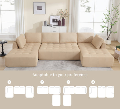 The Khaki Upholstered Cloud U-Shaped Deep-Seat Sectional