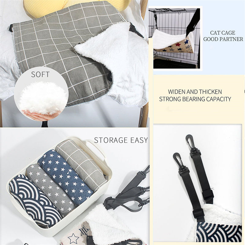 Adjustable Dual-Sided Cat Hammock in Star/Plaid Patterns