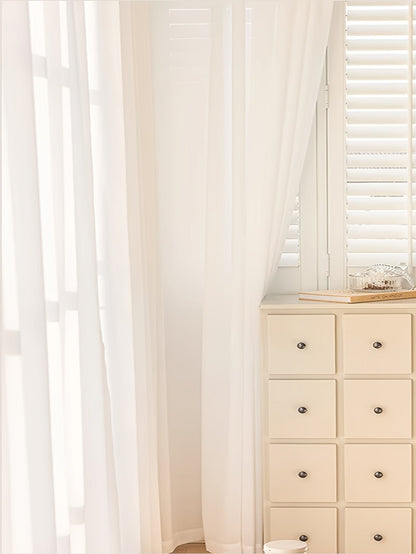 Country Rustic White Yarn Semi-Sheer Curtains