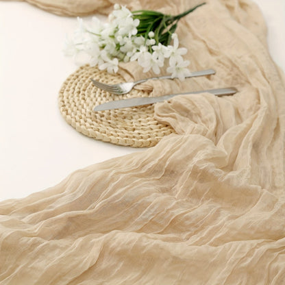 Boho Cheesecloth Table Runner | Long Gauze for Wedding & Holiday Decor