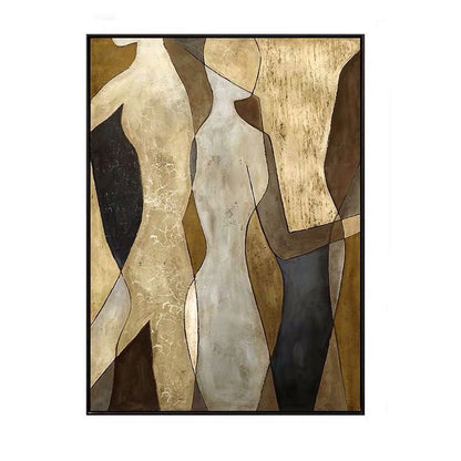 Hand-Painted Abstract Figure Canvas – Minimalist Modern Wall Art
