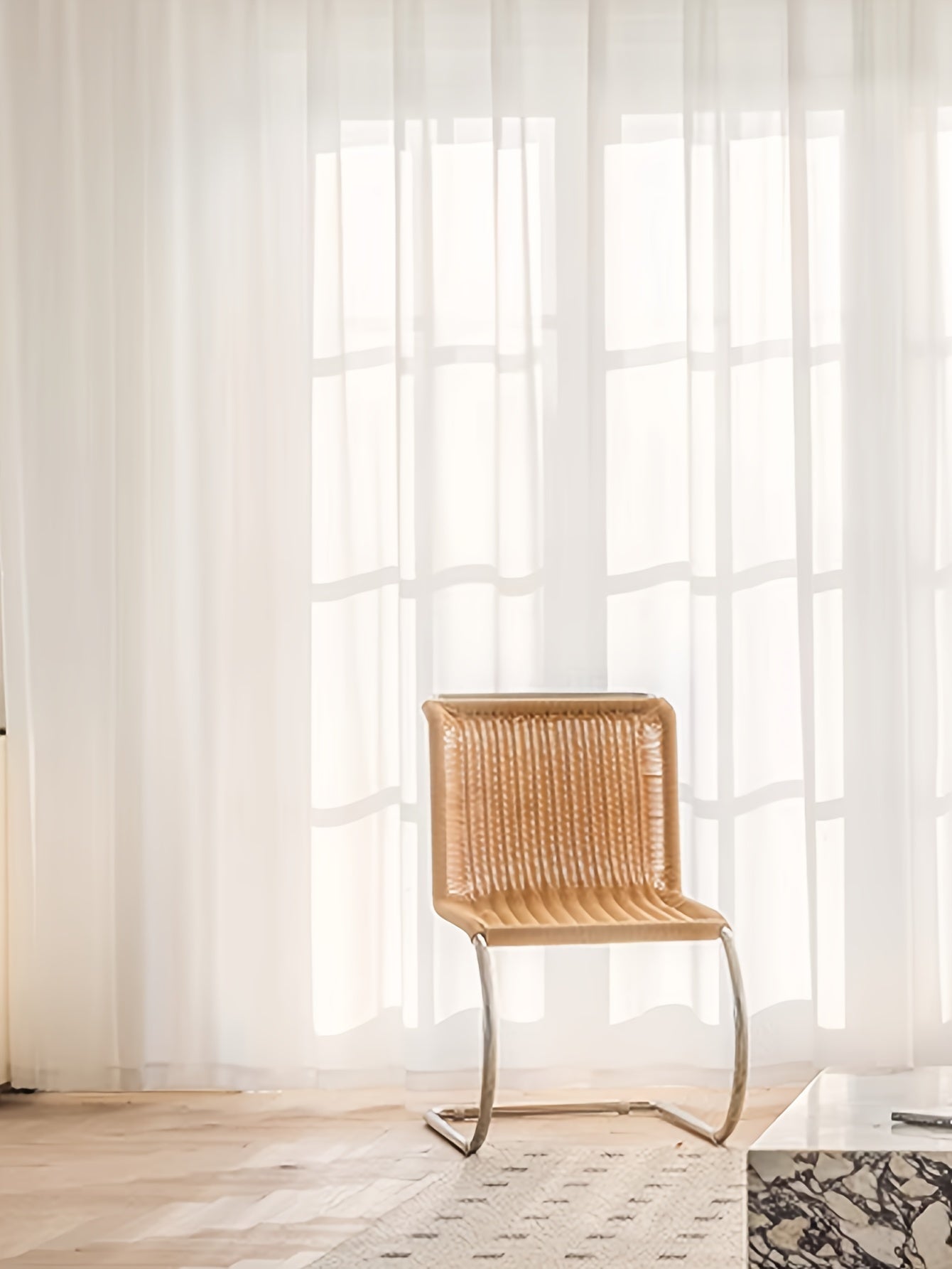 Country Rustic White Yarn Semi-Sheer Curtains