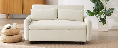 Avery Mid-Century Beige Loveseat Sleeper with Adjustable Backrest