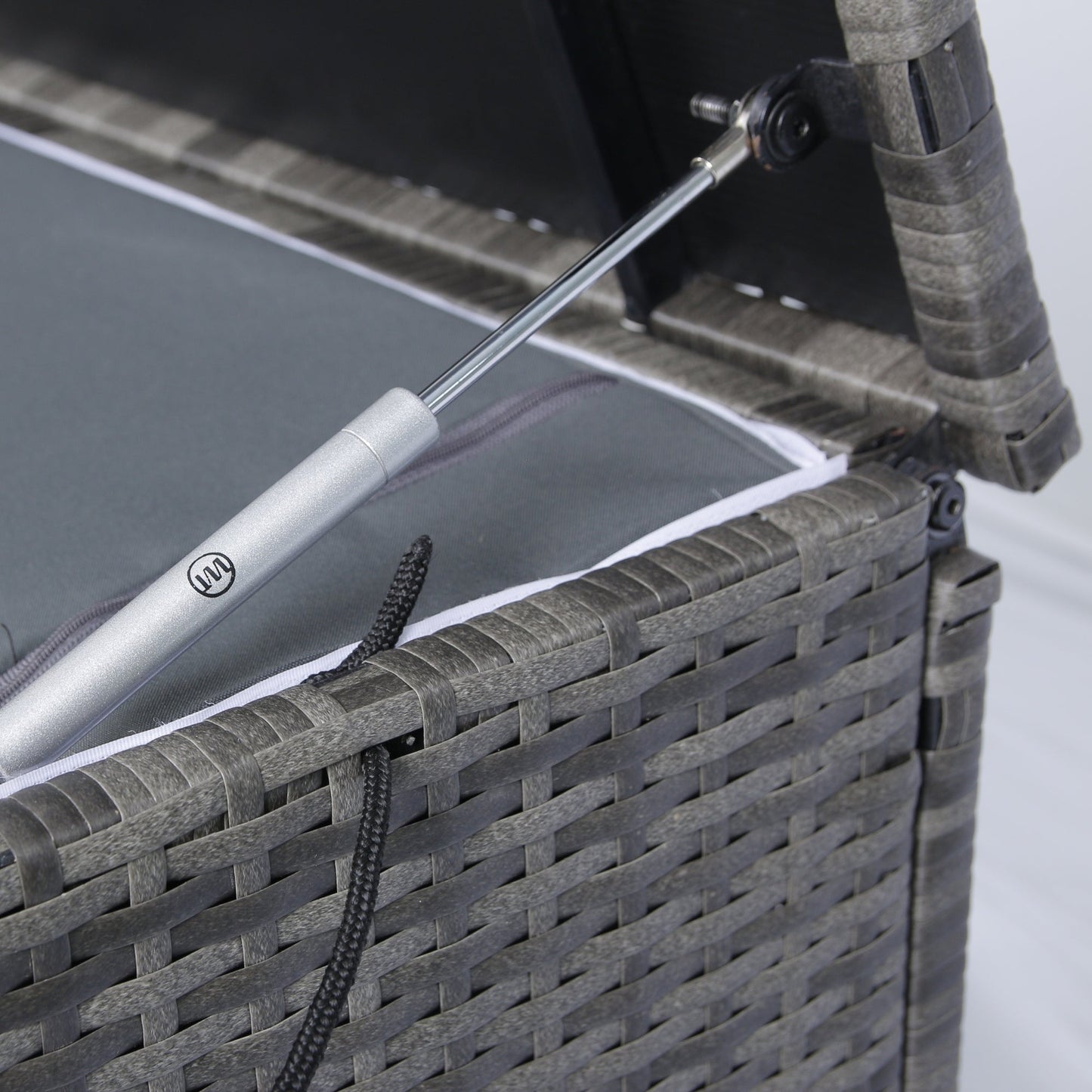 113 Gallon Rattan Deck Box Outdoor Storage Trunk Grey Wicker Patio Side Table