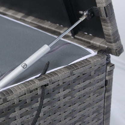 113 Gallon Rattan Deck Box Outdoor Storage Trunk Grey Wicker Patio Side Table