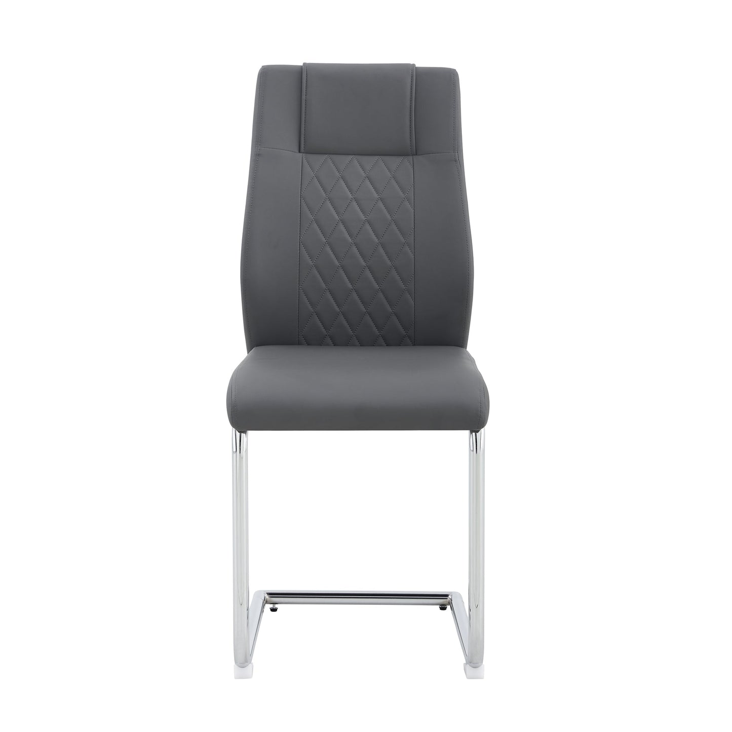 Contemporary Padded Grey Dining Chair with Plated Legs