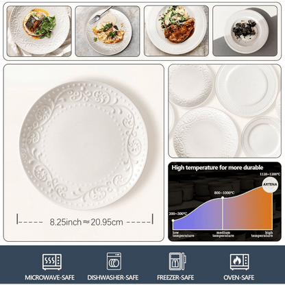 Artena 4-Piece Embossed Porcelain Dinnerware Set – Durable & Stylish