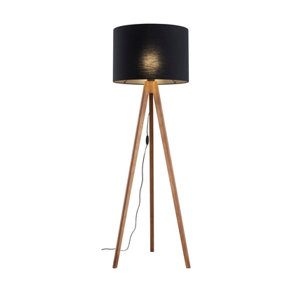 Black Natural Wood Standing Lamp – Elegant Tripod Design
