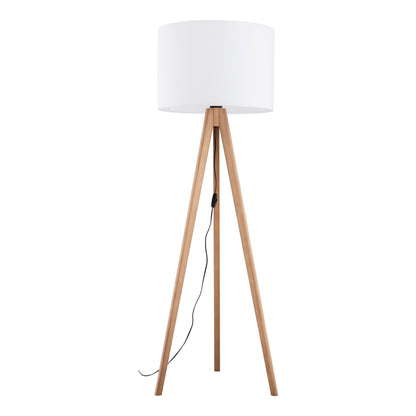 White Natural Wood Standing Lamp – Elegant Tripod Design