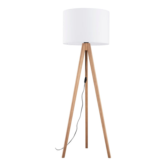 White Natural Wood Standing Lamp – Elegant Tripod Design