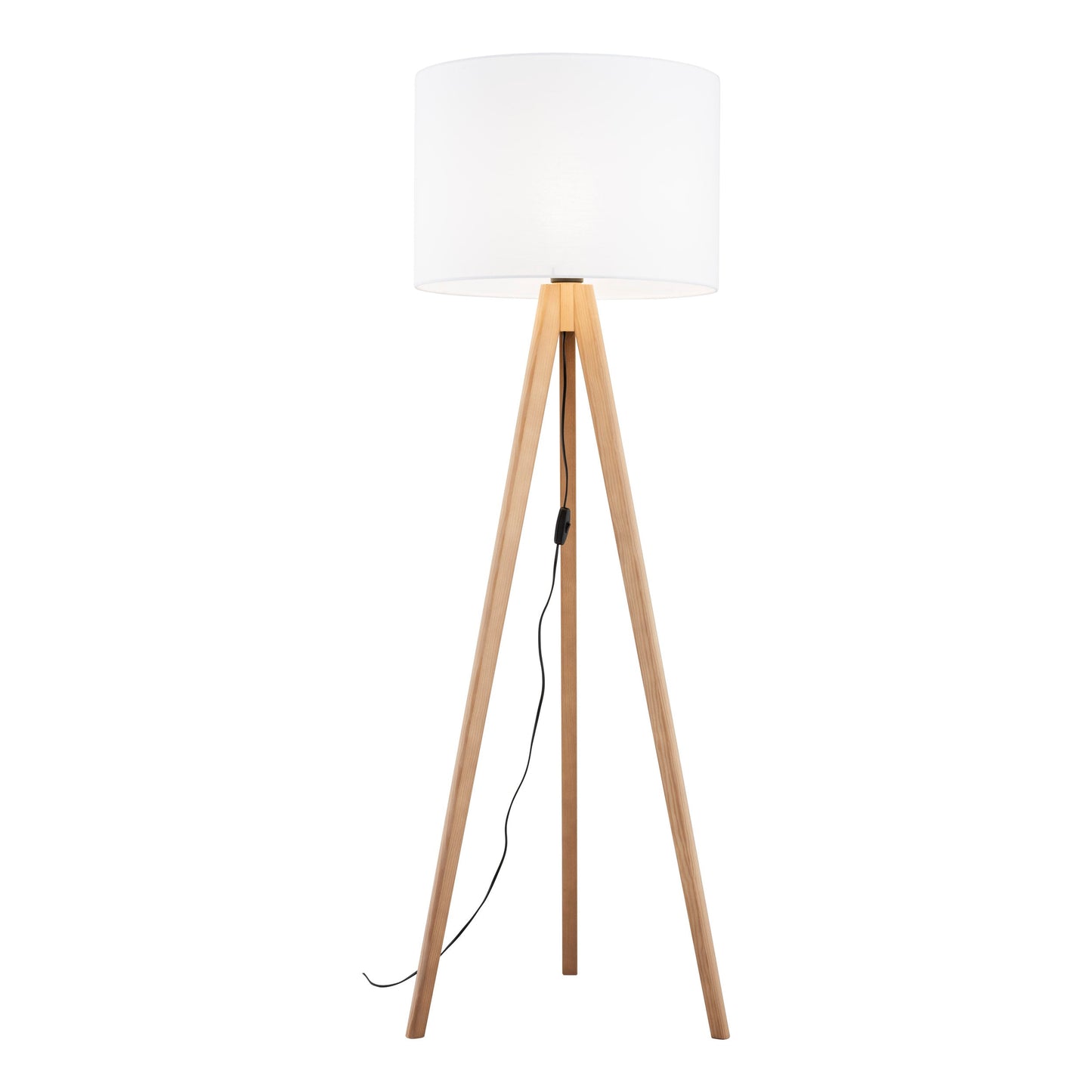 White Natural Wood Standing Lamp – Elegant Tripod Design