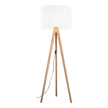 White Natural Wood Standing Lamp – Elegant Tripod Design