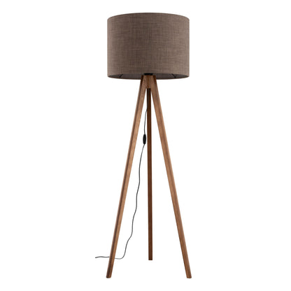 Brown Natural Wood Standing Lamp – Elegant Tripod Design