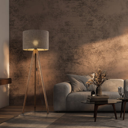 Brown Natural Wood Standing Lamp – Elegant Tripod Design