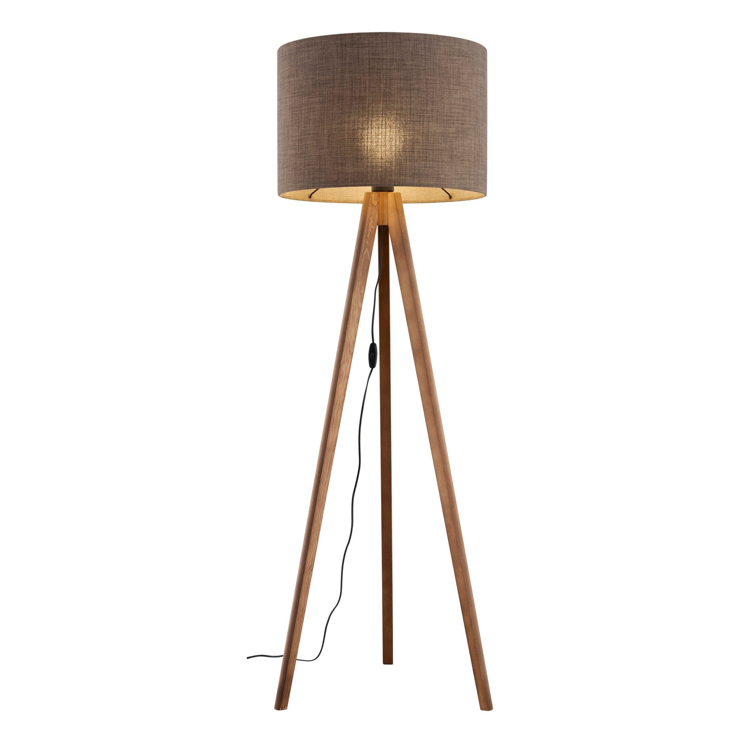 Brown Natural Wood Standing Lamp – Elegant Tripod Design