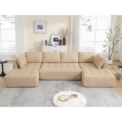 The Khaki Upholstered Cloud U-Shaped Deep-Seat Sectional