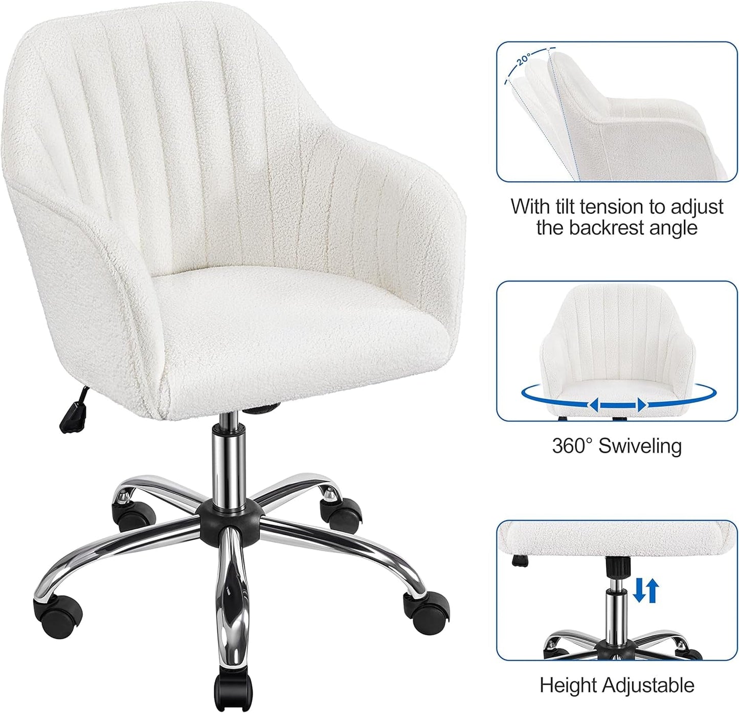 Swivel Bouclé Accent Chair for Vanity & Home Office