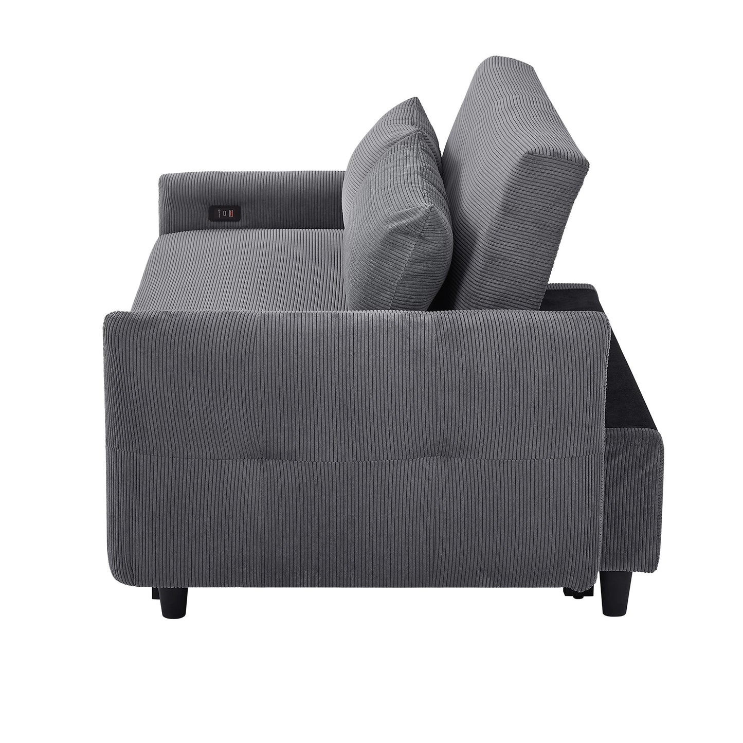 Hudson Modern Dark Grey Loveseat Sleeper in Textured Corduroy