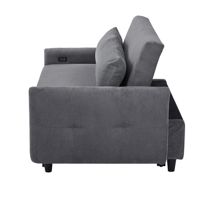 Hudson Modern Dark Grey Loveseat Sleeper in Textured Corduroy
