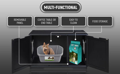 Cat Litter Box Enclosure Furniture | Hidden Cat Washroom & End Table