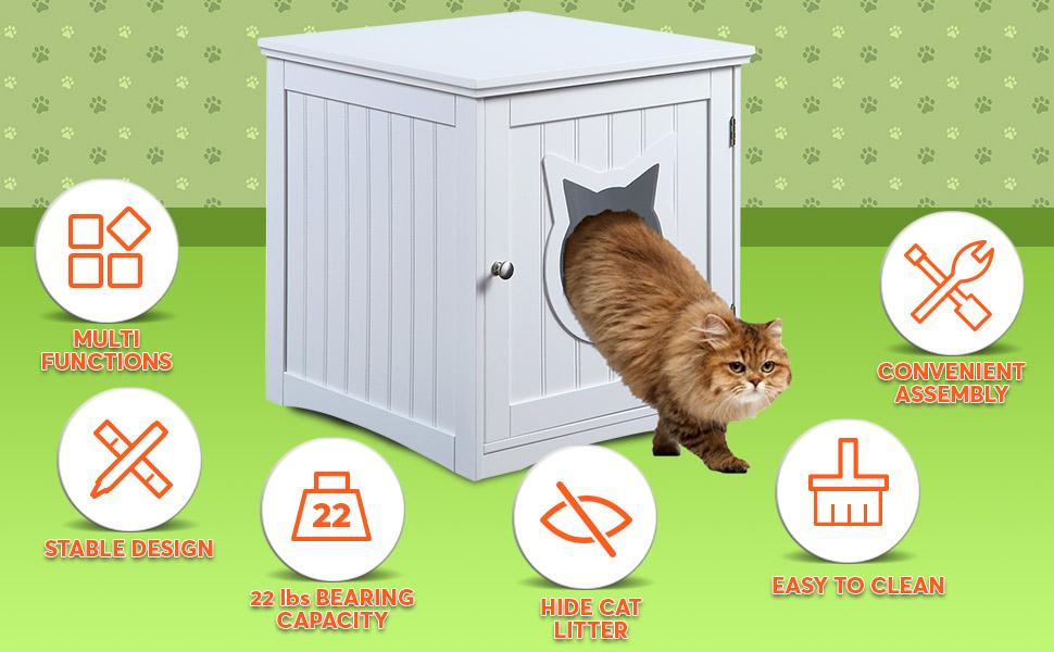 Multi-Use Cat Furniture Nightstand & Litter Enclosure