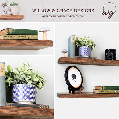 Handcrafted Rustic Wood Floating Shelves - Set of Two