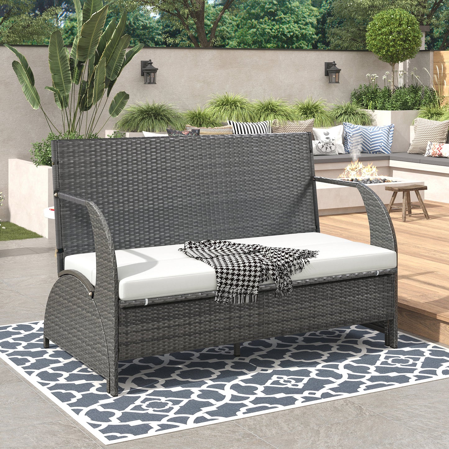 2-in-1 Convertible Outdoor Loveseat/Table Set