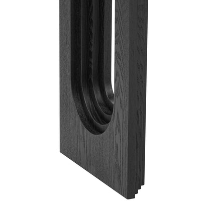 Modern Console Table with Unique Round Hollow Legs - Natural Wood Finish