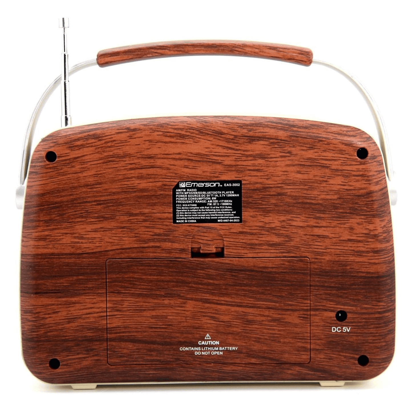 Emerson Retro Radio Bluetooth 5.0 Portable AM/FM Rechargeable Analog Wood Finish