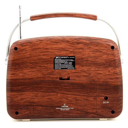 Emerson Retro Radio Bluetooth 5.0 Portable AM/FM Rechargeable Analog Wood Finish