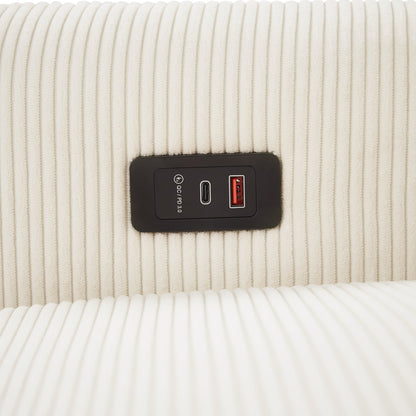 Avery Mid-Century Beige Loveseat Sleeper with Adjustable Backrest