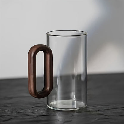 Curated Sip Glass Mug Set with Natural Walnut Handle | Sustainable & Stylish
