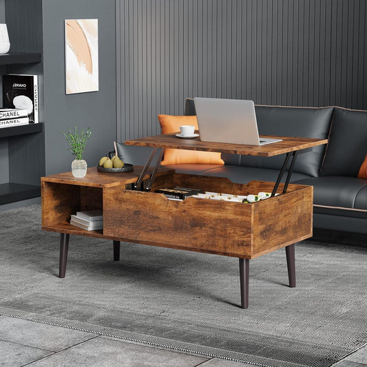 Textured Wood Lift Top Coffee Table