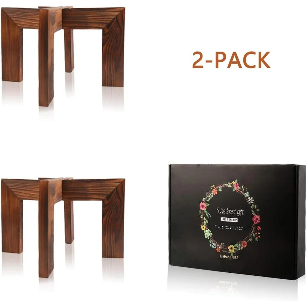 Mid Century Modern Wooden Plant Stand Set