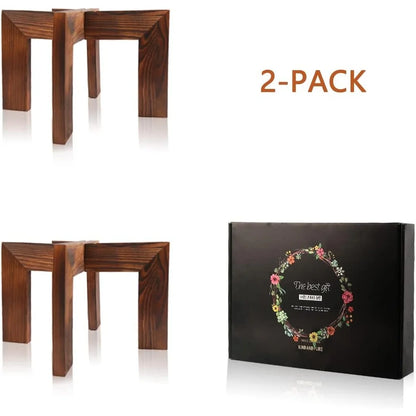 Mid Century Modern Wooden Plant Stand Set