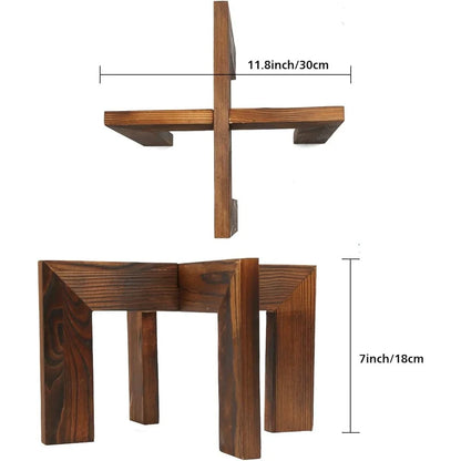 Mid Century Modern Wooden Plant Stand Set
