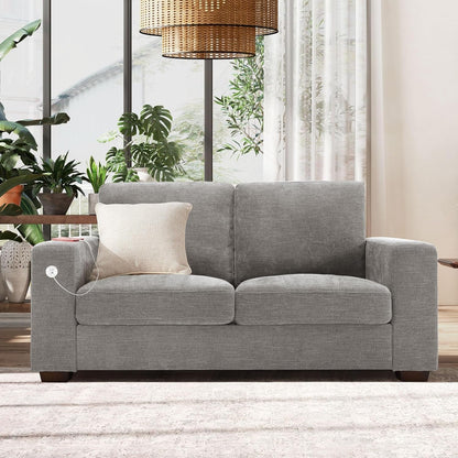 Plush Chenille Loveseat for Living Room – Wide Seat, Built-In USB, Durable Frame