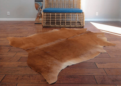 Dark Brown Cowhide Area Rug 6x7 | Handmade, Shed-Free & Durable