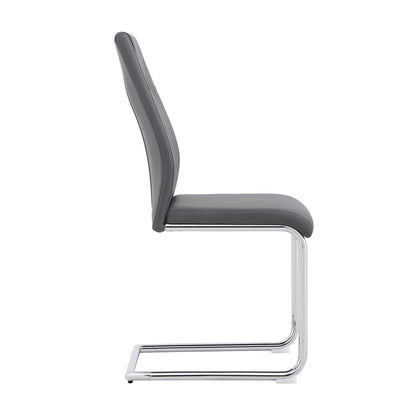 Contemporary Padded Grey Dining Chair with Plated Legs