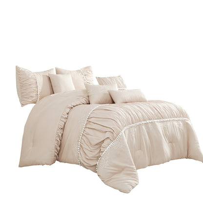 ESCA Home Blush Pink Embroidered 7-Piece Bedding Set
